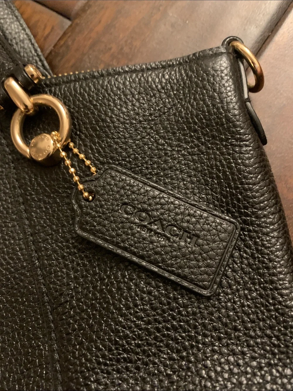 Coach Black Pebbled Leather Satchel with Gold Accents